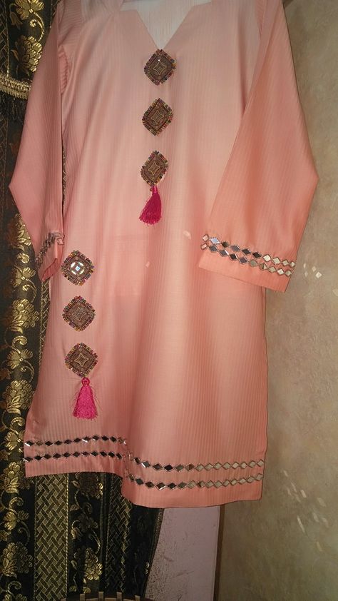 Mirror Work Dress, Afghani Clothes, Girls Cotton Dresses, Girls Dresses Sewing, Beautiful Pakistani Dresses, Kurti Neck Designs, Sleeves Designs For Dresses, Simple Pakistani Dresses