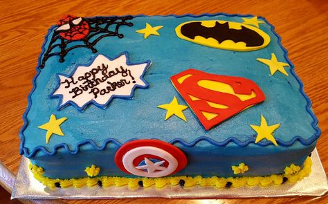 Superhero Sheet Cake, Birthday Sheet Cake, Marvel Cake, Cakes Inspiration, Birthday Sheet Cakes, Superhero Cake, Cake Icing, Superhero Birthday, 3rd Birthday Parties