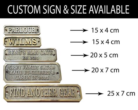 Fully Customize Cast Brass door signs & plaques - - Custom size plaques - Custom name signs - brass gold finish wall or gate sign Corporate Signs, Gate Signs, Custom Cast, Est Sign, Brass Plaques, Custom Plaques, House Number Plaque, Door Plaques, House Number Sign