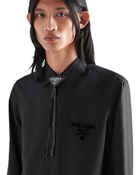 Prada Bolo Tie, Bolo Tie Men, Prada Menswear, Tie Outfit, Tie Men, Prada Men, Bolo Tie, Prada Leather, Triangle Logo