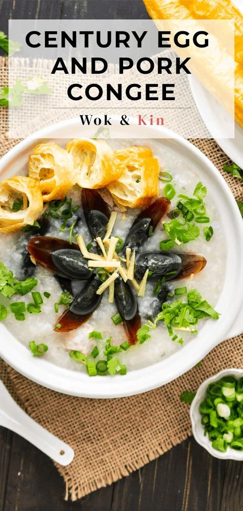 Pork Congee, Congee Recipe, Century Egg, Nourishing Recipes, Chinese Foods, Asian Rice, Asian Pork, Chinese Recipe, Lebanese Recipes