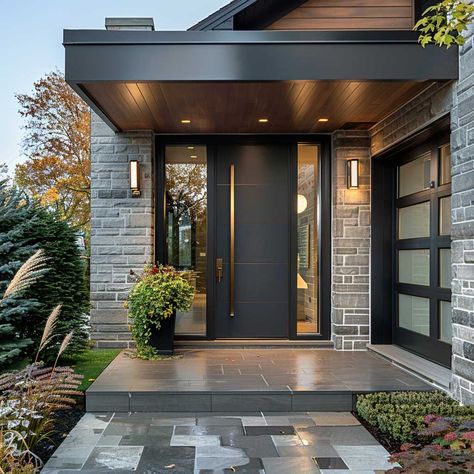 3+ Top Entrance Door Design Trends for a Stunning First Impression • 333+ Art Images Entrance Porch Design Modern, Modern Front Entrance Exterior Design, Modern House Porch, Front Door Styles Entrance, Front Entrance Ideas Exterior, Contemporary Front Porch, Modern House Entrance, House Entrance Ideas, House Entrance Doors