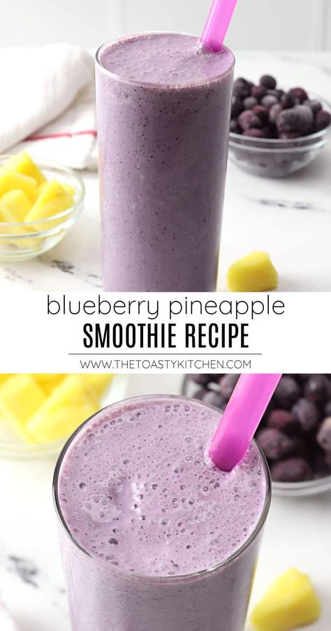 Blueberry Pineapple Smoothie, Pineapple Smoothie Recipes, Blueberry Smoothie Recipe, Fruit Smoothie Recipes Healthy, Smoothie Recipes Healthy Breakfast, Smoothie Drink Recipes, Yogurt Smoothies, Pineapple Smoothie, Blueberries Smoothie