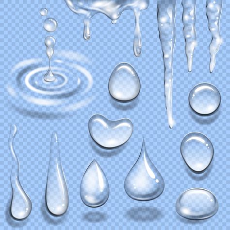 Water Droplets Art, Water Drop Drawing, Water Shape, Bubble Drawing, Free Icon Set, Rain Painting, Drop Of Water, Art Optical, Water Drawing