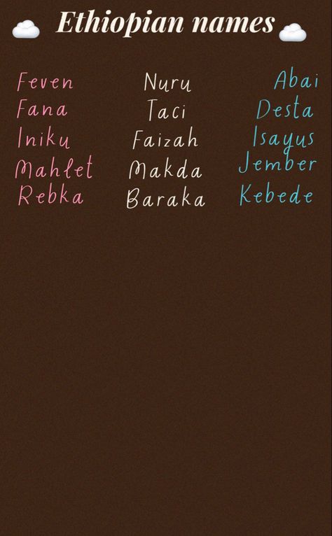 #baby #names #babynames #ethiopian #girl #boy #unisex Ethiopian Names, Random Names, Family Over Everything, Best Character Names, Pretty Names, Baby Planning, Character Names, Boy Names