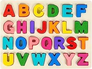 Amazon.com: Alphabet Puzzle Wooden Puzzles for Toddlers 1 2 3 4 5 Year Old, ABC Puzzle Shape Alphabet Learning Puzzles Toys Preschool Educational for Girls Boys : Toys & Games Visual Toys, Wooden Alphabet Puzzle, Toddler Sensory Bins, Abc Puzzle, Alphabet For Toddlers, Blocks Preschool, Alphabet Puzzle, Toddler Boy Toys, Alphabet Learning