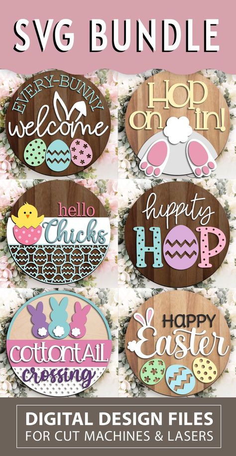 Laser Signs, Valentine Art Projects, Door Hanger Svg, Easter Svg Files, Round Door Hanger, Stencils For Wood Signs, Door Hangers Diy, Easter Door Hanger, Easter Sign