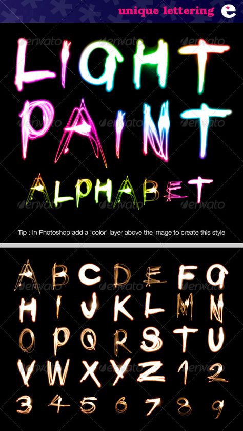 A slow shutter photographic technique (and a dark room!) was used to create letters and numbers which are completely unique and sp Tags Alphabet, Rgb Background, Alphabet Capital Letters, Black Alphabet, Light Drawing, Experimental Type, Unique Lettering, Black Wallpapers, Light Font