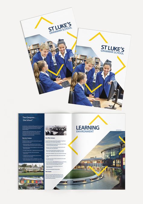 St Luke's Grammar School - Prospectus Leaflets Ideas School, School Booklet Design, School Catalog Design, School Prospectus Design, Booklet Cover Design, Booklet Design Layout, University Brochures, College Prospectus, School Prospectus