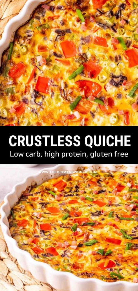 Easy Breakfast Quiche Crustless, Low Carb Sausage Quiche, Bacon Bell Pepper Quiche, Low Carb Egg Frittata, Quiche Recipes Peppers, Low Calorie Crustless Quiche, Crustless Quiche Recipes Bacon, Breakfast Casserole With Peppers And Onions, Meal Prep Breakfast Quiche