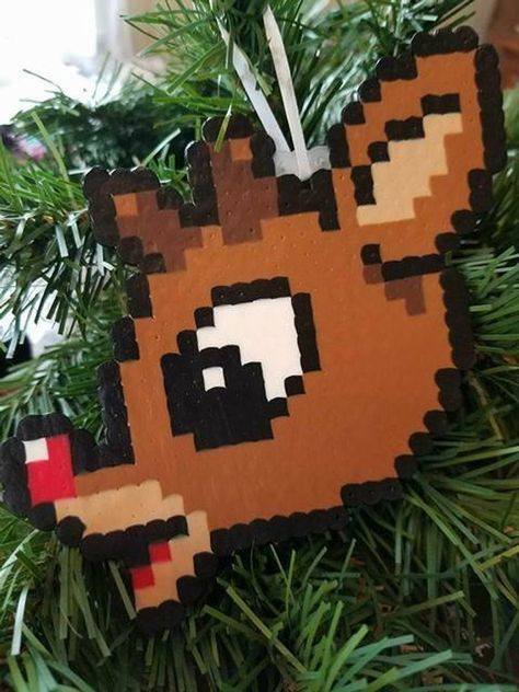 Rudolph the Red Nosed Reindeer Inspired Ornament Perler Beads Christmas, Parlor Beads, Perler Bead Designs, Bead Things, Perler Bead Mario, Christmas Perler Beads, Christmas Rudolph, Hamma Beads Ideas, Rudolph Reindeer