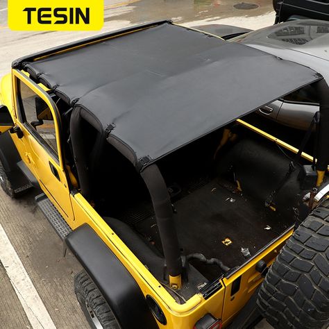 TESIN Car Leather Soft Roof Top Cover Sunshade Top Full Length Cover Exterior Accessories for Jeep Jeep Wrangler Accessories For Women, 2006 Jeep Wrangler, Jeep Tj, Wrangler Tj, Jeep Wrangler Tj, Body Top, Roof Top, Soft Tops, Sun Shade