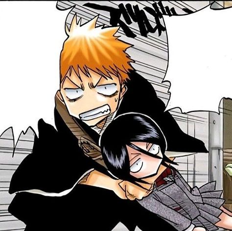 Bleach Pfps, Ichigo Manga, Ichigo X Rukia, Action Poses Drawing, Rukia Bleach, Bleach Rukia, Bleach Funny, Ichigo Y Rukia, Rukia Kuchiki