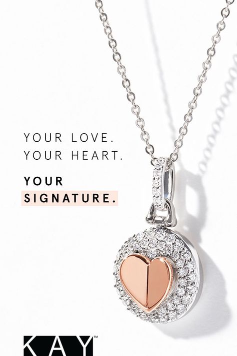 Give your whole heart. Discover the Signature Heart collection this Valentine's Day, exclusively at KAY. Valentine Jewellery, Valentines Day Jewelry, Wedding Couture, Guru Purnima, Heart Necklace Diamond, Sparkly Things, Kay Jewelers, Whole Heart, Modern Necklaces