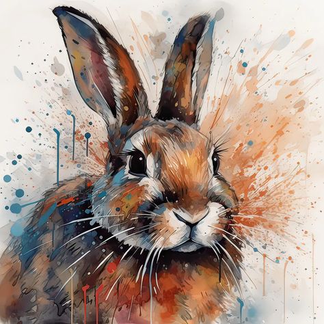 Papier peint Lapin, peinture artistique, lapins et lièvres nr. s32329 – magasin en ligne Uwalls.fr Art