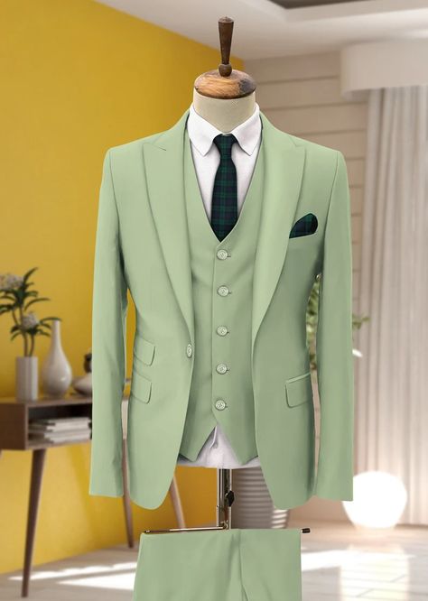 Men Suits Suits for Men Sage Green Three Piece Wedding Suit - Etsy India Sage Green Wedding Dress, Chambelanes Outfits, Green Tux, Green Quinceanera Theme, Tiana Wedding, Green Suit Men, Princess Sweet 16, Green Quinceanera, Men Suits Wedding