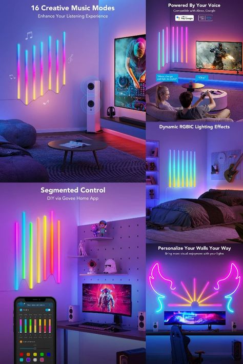 Save 20% Govee Glide Wall, Gaming Lights, Living Room Gaming, Posters On Wall Bedroom, Karaoke Room, Light Words, Music Visualization, Light Bars, Room Display