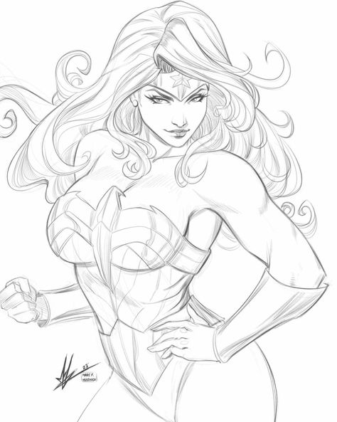 [LMH] By Marc F Huizinga Wonder Woman Sketch, Wonder Woman Drawing, Dc Comics Women, Clover Manga, Superhero Coloring, Girl Drawing Sketches, Woman Sketch, Book Artwork, Black Clover Manga