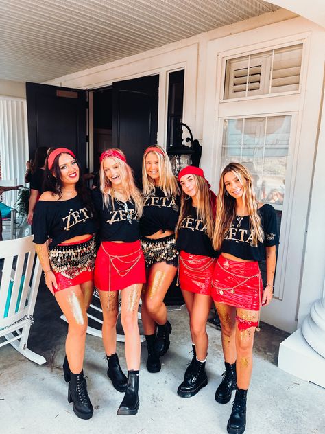 Pirate Bid Day Sorority, Pirate Theme Bid Day, Pirate Sorority Theme Bid Day, Pirate Football Theme, Pirate Spirit Day Outfit, Pirate Theme Outfit, Pirate Bid Day, Gasparilla Outfit, Rush 2013