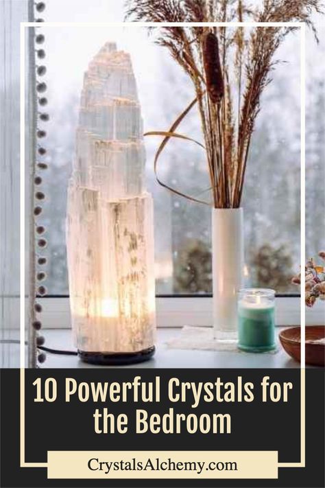 crystals for the bedroom Crystal For Bedroom, Best Crystals For Sleep, Best Crystals For Bedroom, Healing Bedroom Ideas, Crystals For The Bedroom, Bedside Crystals, Crystals In Bedroom, Crystals For Bedroom, Moody Bedroom Wall