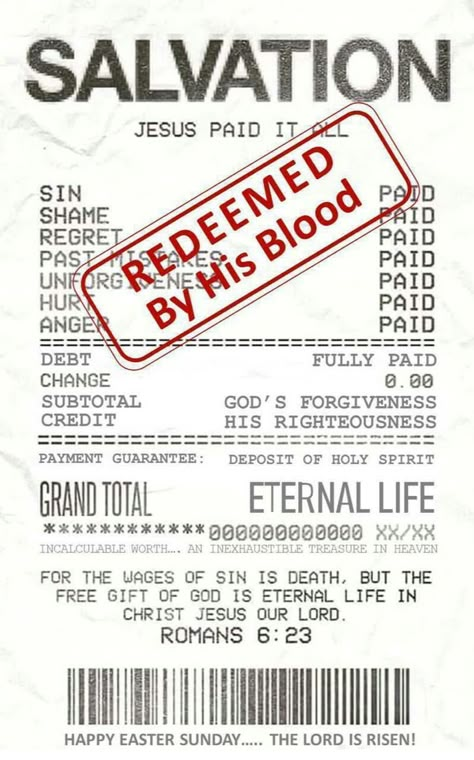 Jesus Paid It All Receipt, Christian Tshirt Design Ideas Logo, Christian Streetwear Design, Sin List, Wages Of Sin, Romans 6 23, Christian Graphic Design, Christian Graphics, Jesus Paid It All