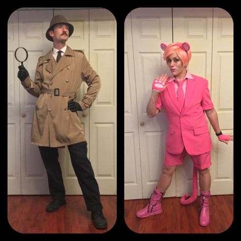 The Pink Panther and Inspector Clouseau: our Halloween 2017 couples' costume. Photo©Jenneviere&Jay, wig by Arda Wigs. Pink Panther And Inspector, Inspector Clouseau Costume, Pink Panther Inspector Clouseau, Pink Panther Detective Costume, Pink Panther And Detective Costume, Pink Wig Halloween Costume, Pink Panther And Inspector Costume, Pink Panther Outfit, Pink Panther Couple Costume