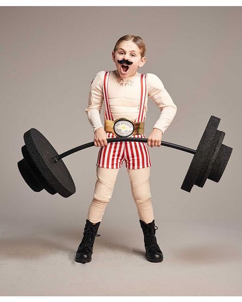 Circus Strong Man Costume for Boys | Chasing Fireflies Strongman Costume, Strong Man Costume, Circus Halloween Costumes, Circus Strongman, Halloween Circus, Chasing Fireflies, Diy Kostüm, Hallowen Costume, Circus Costume