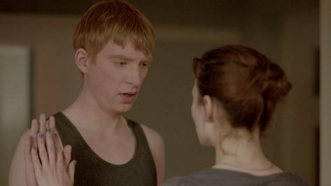 Black Mirror, Season 2 Episode 1,  This interaction between a human and 'cyborgian' verssion of her passed husband. Black Museum, Shut Up And Dance, Domhnall Gleeson, World Of Tomorrow, Hayley Atwell, Be Right Back, American Travel, Movie Genres, Two Men