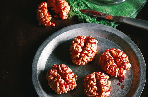 Crispy Brains Recipe | Halloween Food | Tesco Real Food Perfect Halloween Party, Tesco Real Food, Halloween Party Ideas, Brain Food, Halloween Food For Party, Halloween Food, Rice Crispy, Recipe Images, Halloween Recipes