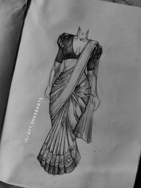 a girl who loves to wear saree which makes her look even beautiful ✨🤌🏻 Saree Drawing, Girl In Saree, Ballpoint Pen Art, Saree Wearing, Fun Easy Crafts, Wear Saree, Girl Sketch, Pen Art, Art Drawings Simple