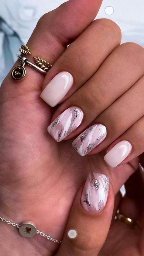 Nails With Rose Gold Foil, Nails With Rose Gold, Nail Art Stencils, Manicure Nail Designs, Sassy Nails, Subtle Nails, Nails Today, Blush Nails, Pretty Nail Designs