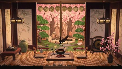 Japanese Room Bedrooms, Acnh Zen, Japanese Home Interior, Japanese Exterior, Japanese Tea Room, Japanese Bath House, Acnh Japanese, Animal Crossing Room, Serenitea Pot