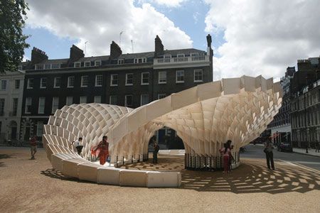 Swoosh Pavilion at the London Festival of Architecture Architectural Association, Pavilion Architecture, Pavilion Design, Parametric Architecture, London Architecture, 3d Street Art, Parametric Design, Urban Furniture, Organic Architecture