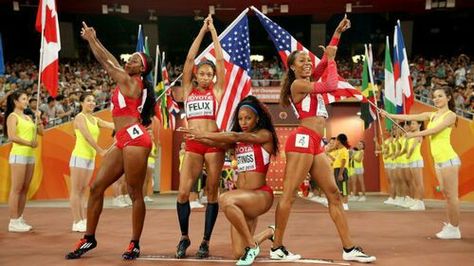 USA Womens 4x1 Relay Team Francena McCorory, Allyson Felix, Natasha Hastings and Sanya Richards-Ross Allyson Felix, Track Team, By Any Means Necessary, Sanya, Team Photos, Black Pride, Black Power, Girls Rock, Black Excellence