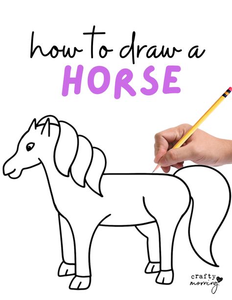 How to Draw a Horse (Easy Step by Step) Easy Horse Drawing, Horse Drawing Tutorial, Draw A Horse, Cartoon Horse, Horse Cartoon, Drawing Lessons For Kids, Horse Face, Horse Drawing, Horse Drawings