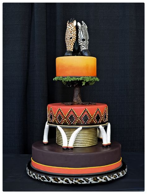 STITR 2014 - Extravagant Cakes Theme "African Safari" - by Barb Schell - Third Place Afrocentric Wedding, African Wedding Cakes, Fondant Crown, African Cake, African Vibes, African Traditional Wedding Dress, Lifestyle Hacks, Traditional Wedding Cakes, Traditional Wedding Cake