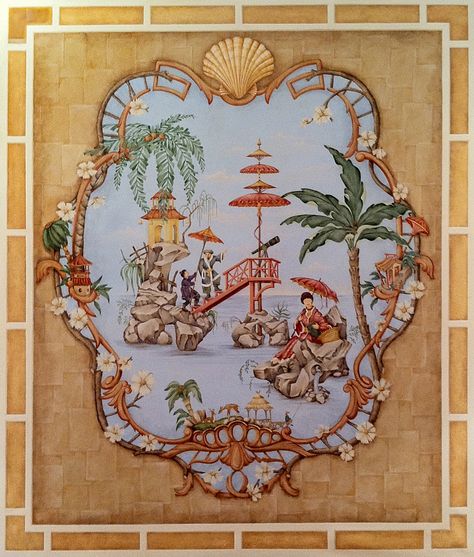 Leta Austin Foster, Geisha House, Harrison Howard, Chinoiserie Panel, Chinoiserie Painting, French Chinoiserie, Painted Chinoiserie, Modern Chinoiserie, Chinoiserie Pattern