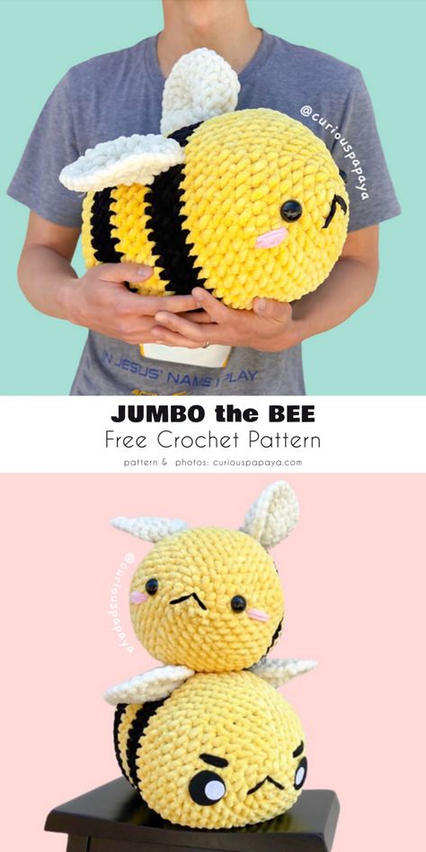 Crocheted Stuffed Animals, Amigurumi Bee, Crochet Queen, Bee Free, Toys Ideas, Crochet Small, Easy Crochet Animals, Crochet Bee, Amigurumi Animals