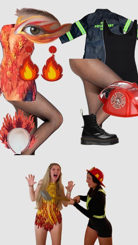 Pt 4 Halloween costumes | final part :( | idf youre gonna look at the other parts pls like (not being rude) #outfitinspo #halloween #halloweenideas #besties #duo #fire #firefighter 4 Halloween Costumes, Fire Costume, Firefighter Costume, Firefighter, Halloween Costumes, Look At, Halloween