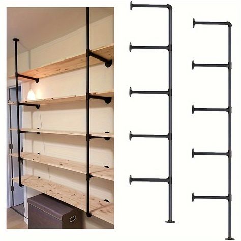 Faster shipping. Better service Iron Pipe Shelves, Pipe Shelf Brackets, Open Bookshelf, Pipe Shelf, Shelf Diy, Diy Regal, Industrial Pipe Shelves, Open Bookshelves, Pantry Shelving