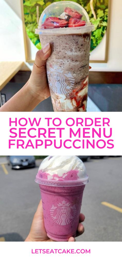 Looking for something new to order the next time you are at Starbucks? Try one of these 23 Secret Menu Frappuccinos for the perfect frozen coffee treat. The Best Drinks At Starbucks, Starbucks Drinks To Try How To Order, Starbucks Frozen Coffee Drinks, Starbucks Drinks That Taste Like Ice Cream, Fruity Starbucks Drinks Orders Blended, Starbucks Secret Menu Drinks Frappuccino Recipe, Starbucks Drinks Caffeine Free, Blended Starbucks Drinks Coffee, Starbucks Frappuccino Secret Menu Drinks