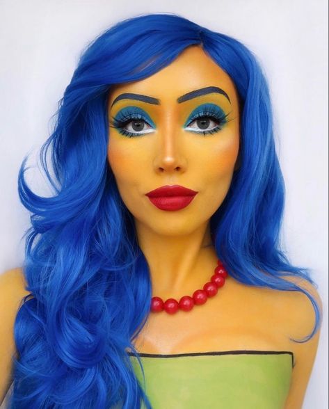 Makeup Looks Red Hair, Marge Costume, Marge Simpson Costume, Blue Hair Makeup, Movie Character Makeup, Makeup Looks Dark, Simpsons Costumes, Hair Makeup Looks, Hair Movie