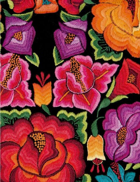 South American Textiles, Mexican Pattern, Mexican Party Decorations, Mexican Textiles, Learning To Embroider, Mexican Embroidery, Catty Noir, Mexico Art, Mexican Designs