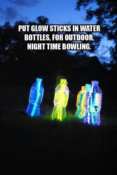 Cute idea on a warm night with the kids...we could play this on an overnight at camp! Glow Sticks, Camping Fun, Glass Garden, Ideas Garden, Camping Ideas, Camping With Kids, Family Camping, Happy Campers, Camping Hacks