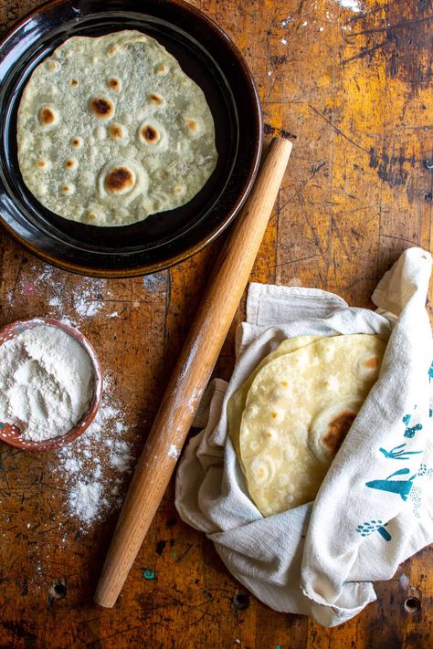 Our favorite flour tortilla recipe based on the method from Mexico: The Cookbook. A wet dough and long kneading time make them soft and chewy. Tortillas Homemade, Flour Tortilla Recipe, Vegetarian Burrito, Homemade Flour, Recipes With Flour Tortillas, How To Make Tortillas, Homemade Flour Tortillas, Flour Tortilla, Tortilla Recipe