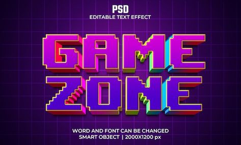 Game Zone, Photoshop Text Effects, Bullet Journal Paper, Photoshop Text, Typo Logo, 3d Text Effect, Typography Layout, Game Themes, 3d Text