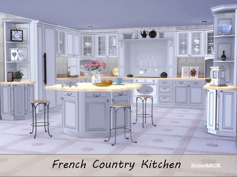 ShinoKCR's Kitchen French Country Kitchen French Country, Princess Kitchen, Kitchen Background, Kitchen French, Sims 4 Kitchen, The Sims 4 Pc, Sims 4 House Building, Country Kitchen Designs, Yellow Design