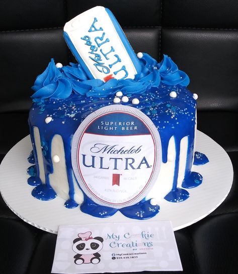 Michelob Ultra Beer Cake, Ultra Beer Cake, Michelob Ultra Cake, Bae Birthday, Alcoholic Cupcakes, Michelob Ultra Beer, Fruity Party, Liquor Cake, Alcohol Cake