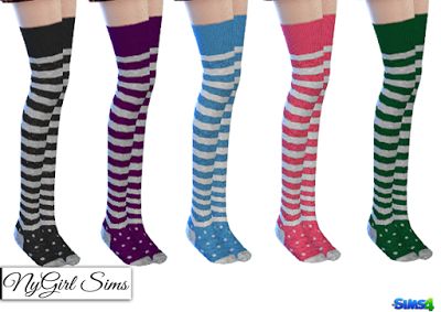 NyGirl Sims 4 : Stripes and Polka Dot Thigh High Socks. Sims 4 Cc Striped Socks, Thigh Highs Sims 4 Cc, Thigh High Sims 4 Cc, Sims 4 Striped Socks, Sims 4 Socks, Gucci Cap, Gucci Jeans, Cc Clothes, Sims 4 Cc Skin