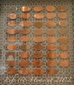 Life & Home at 2102: Displaying my Penny Souvenirs Souvenir Penny Display, Flat Penny Display, Pressed Penny Display Ideas, Pressed Pennies Display, Penny Display, Smashed Pennies, Pressed Pennies, Debt Payoff Plan, Debt Payoff